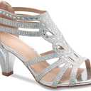 Olivia K Women's Open Toe Strappy Rhinestone Dress Sandal Low Heel Wedding Shoes White Glitter - adorable, comfortable (7.5)