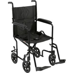 Drive Medical ATC19-BK Lightweight Aluminum Transport Wheelchair with Swing-Away Footrest, Black