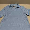 Mens Terry Polo Shirts Johnny Collar Casual Summer Short Sleeve Buttonless Shirt (Blue, M)