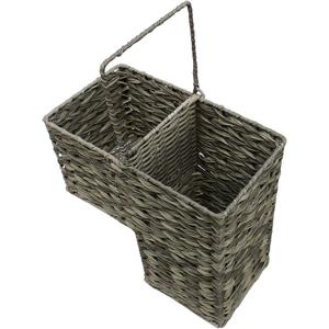 Trademark Innovations 14.5" Plastic Wicker Storage Stair Basket With Handles (Grey)