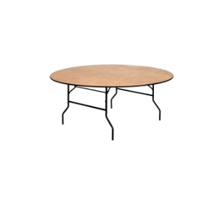 Furman 6-Foot Round Wood Folding Banquet Table with Clear Coated Finished Top by Flash Furniture