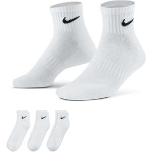 Nike Unisex Adult Everyday Cushioned Training Ankle Socks (3-Pack) | Mens and Womens (White)
