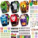 269 PCS Halloween Party Favors for Kids, 24 Pack Coffin Box Treat Goodie Bags with Non-Candy Treats Toys Bulk for Trick or Treat, Halloween goodie bag stuffersKids Prizes Classroom Basket Stuffers