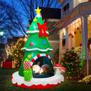 Joliyoou Christmas Inflatable Decoration, 7.2FT H Air-Blown Lighted Christmas Tree Sleeping Inside A Deer, Jumbo Blow Up Xmas Tree Adorned with Red Bow Gift Boxes for Outdoor Indoor Decor