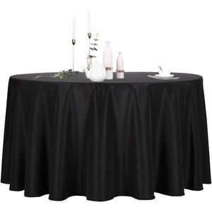 Ascoza 2pack 108 Inch Black Round Tablecloth in Polyester Fabric for Wedding/Banquet/Restaurant/Parties