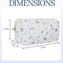 Quilted Makeup Bag for Women Travel, Brush Organizer Cosmetic Pouch, Lightweight Portable Toiletry Bag Coquette Floral Organizer Case