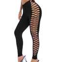 MakeMeChic Women's Cut Out Sexy Leggings Criss Cross Skinny Pants Party Clubwear L