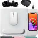 15W Wireless Charging Mouse Pad with Detachable Wrist Support and 20W Power Adapter, Fast QI Wireless Phone Charger Mouse Mat for iPhone 16/15/ 14/13/12/11/X and Samsung Multiple Devices (Grey)
