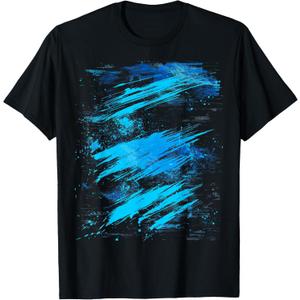 Abstract Blue and Black Dynamic Splatter T-Shirt (Small)