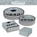 Graduation Party Plates and Napkins Gatherfun Graduation decorations 2026 Silver Disposable Paper Plates Luncheon Napkins Cocktail Napkins for Congrats Grad Party Decorations, Serve 50