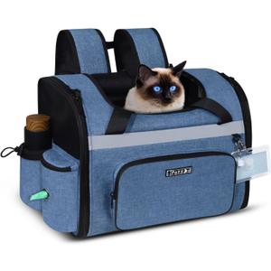 Petskd Pet Backpack Carrier 17x12x8.5 JetBlue Allegiant Spirit Airline Approved for 1-12 LBS Small Cats and Dogs(Blue)