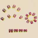 Square Press on Nails Short French Tip Fake Nails with Flower Designs False Nails Glossy Full Cover Acrylic Nail Press on Glue on Nail for Women 24Pcs