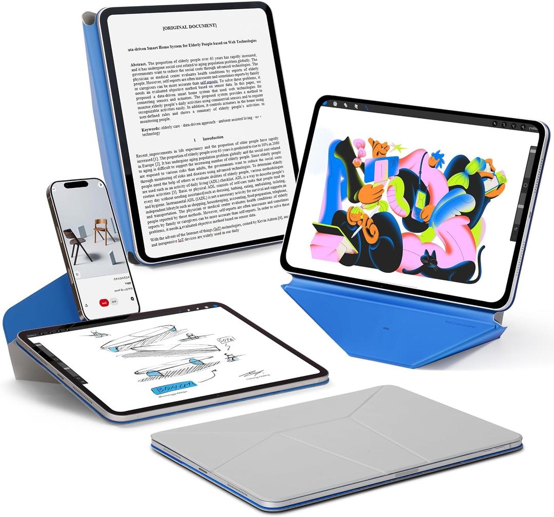 MOFT Dynamic Folio Case for iPad mini 7th A17 Pro 2024 & iPad mini 6th A15 2021, 8.3 Inch Slim Magnetic Stand Case with 20+ Viewing Angles, Auto Wake/Sleep, Ultra Thin, Cement x Sapphire