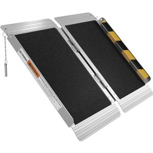 2FT Portable Wheelchair Ramp, Aluminum Folding Handicap Ramp with Handle, Threshold Wheel Chair Ramp for Home Steps, Stairs, Entry, Curbs, Doorways, Non-Skid, Mobility Scooter Compatibility