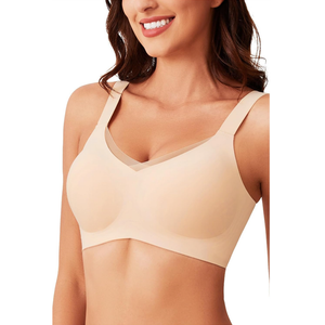V Lace Bras for Women No Underwire Seamless Bralettes for Women Wireless Bra Soft Support Everyday T Shirt Bras, L