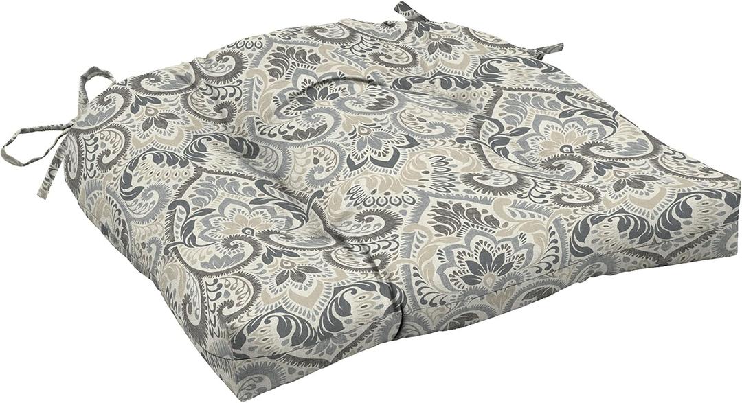 Arden Indoor/Outdoor Rocking Chair Or Wicker Chair Cushion, 20 x 18, Water Repellent, Rain Proof, Fade Resistant Cushion for Rocking Or Rounded Back Chair Neutral Aurora Damask