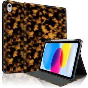 TopPerfekt Case for iPad 11th (A16) 11-inch 2025 / 10th Generation 10.9-inch 2022, Cool Tortoise Shell Print Trendy Design Stand Folio Case with Pencil Holder, Anti-Slip and Anti-Shock - Tortoiseshell