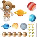 Bear Cake Toppers Space Balls Cake Decorations for Baby Shower Bear Themed Birthday Party Decorations (Space bear)