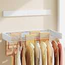 SONGMICS Wall Mounted Drying Rack, Clothes Drying Rack Foldable, 39.4 Inches Wide Laundry Clothes Airer with Wall Template, 6 Fold-Out Aluminum Alloy Bars, Indoor, Matte White ULLR810WE01
