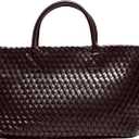 Woven Bag Shopper Bag Travel Handbags and Purses Women Tote Bag Large Capacity Shoulder Fashion Bags (Coffee)