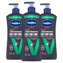 Vaseline Men's Healing Moisture Hand & Body Lotion For Dry or Cracked Skin Fast Absorbing Non-Greasy Lotion for Men 20.3 oz, Pack of 3