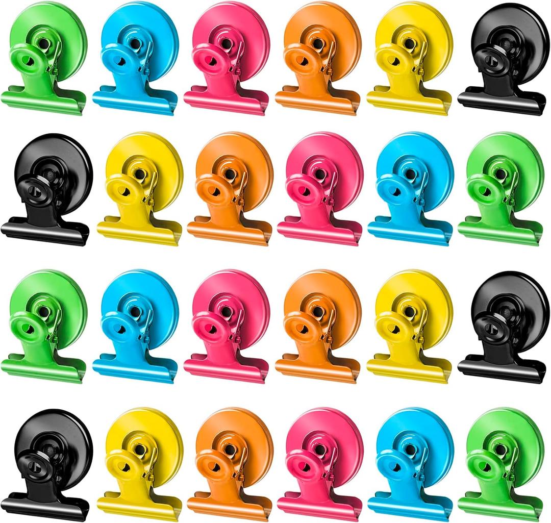 Grtard 24pack Magnetic Clips, Cute Magnet Clips for Fridge, Colorful Magnetic Clips Heavy Duty, Strong Magnetic Clip Magnets, No-Scratch Magnetic Clips for Refrigerator, Whiteboard, Locker, Classroom