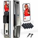 Smart Door Lock with Camera & 3D Face Recognition: Biometric Palm Vein Scanner Keyless Entry Door Lock, JLINK App Control, Fingerprint, Passcode, IC Card, Built-in Doorbell (Curved Arc)