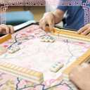 Chinoiserie Mahjong Mat with 1 Carrying Bag 31.5 x 31.5 Pink and White Rubber Anti Slip and Noise Reduction Multi Purpose Game Table Cover for Mahjong, Card, Board Tile Games