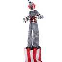 Haunted Hill Farm Squatting Clown Dog Halloween Animatronic with Movement, Sounds, and Light-Up Eyes for Scary Indoor or Covered Outdoor Halloween Decorations, Creepy Halloween Props for Haunted House (30" Crouching Clown)