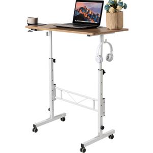 SIDUCAL Small Standing Desk Adjustable Height, Small Mobile Stand Up Desk with Wheels, Rolling Desk for Standing or Sitting, Portable Computer Desk for Walking Pad (Vintage Oak)