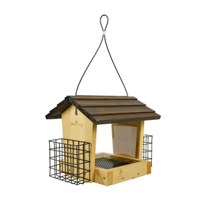 Wild Wings Cedar Hopper Feeder w/Suet 3QT 2 Cakes, Brown