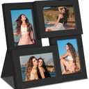 3.5x5 Picture Frame Tempered Glass Front Displays Four 3.5 x 5 Photos Frame Display for Tabletop and Wall Hanging Picture Frame Black
