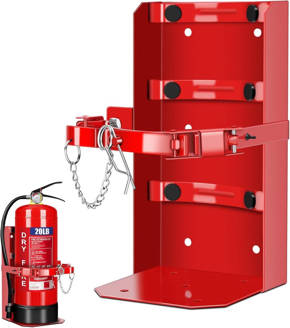 Heavy Duty Vehicle Bracket,Fire Extinguisher Brackets&Mounts-St12 Steel Red, Fit 20lb Dry/10lb Co2 Extinguisher-for School,Garage,Vehicle,Boat,Truck Generic Replacement for 810 by amerex