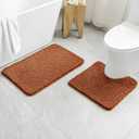 MIULEE Burnt Orange Bathroom Rugs Set 2 Piece, Soft Absorbent Microfiber Bath Mat and U-Shaped Contour Toilet Rug, Non Slip Quick Dry Washable Plush Shaggy Bath Rugs for Bathroom20"x30"+20"x24"