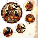 Autumn Wreath,12 Inch Crow and Scarecrow Fall Wreaths for Front Door,Wood Hanging Sign Halloween Door Decorations Autumn Hanging Wall Decor for Farmhouse Home Indoor Outdoor Party Supplies (Styl 7)