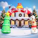 DomKom 8FT Christmas Inflatables Xmas Tree Arch, Blow up Decoration Arch Santa Claus Snowman Reindeer Bell Inflatable Decor, Built-in LEDs for Outdoor Holiday Party, Garden, Lawn, Yard, Patio