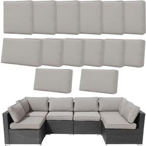 Frxeyaliz 14Pcs Outdoor Cushion Covers Replacement Washable w/Zipper for 6-Seaters Sofa Patio Slipcovers Set Seat and Back Covers Only, Light Gray, 25x25x3.15inch
