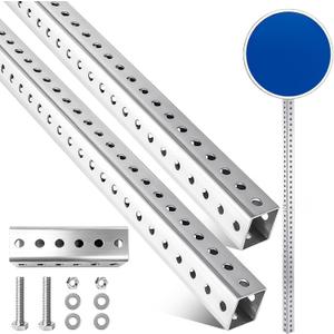1 Pack 8ft x 1.75in Galvanized Square Sign Post with 7/16in Holes