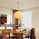 Plug in Hanging Lamp Lantern Linen Pendant Light 20in Off-White | Large Japanese Japandi Wabi Sabi Lantern Hanging Lamp Chandelier for Living Dining Room Bedroom Rented Apartment 1 Pack