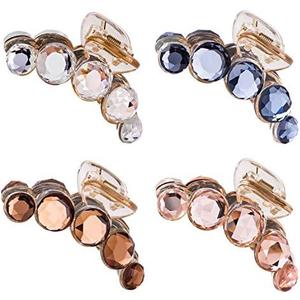 Lawie Clear Gold Blue Brown Crystal Gems Glitter Sparkly Fancy Plastic Octopus Hair Claw Clips Bling Jeweled Jaw Barrettes Hair Grips Clamps Buns Decorative Hair Accessories for Women Girls Two Missing