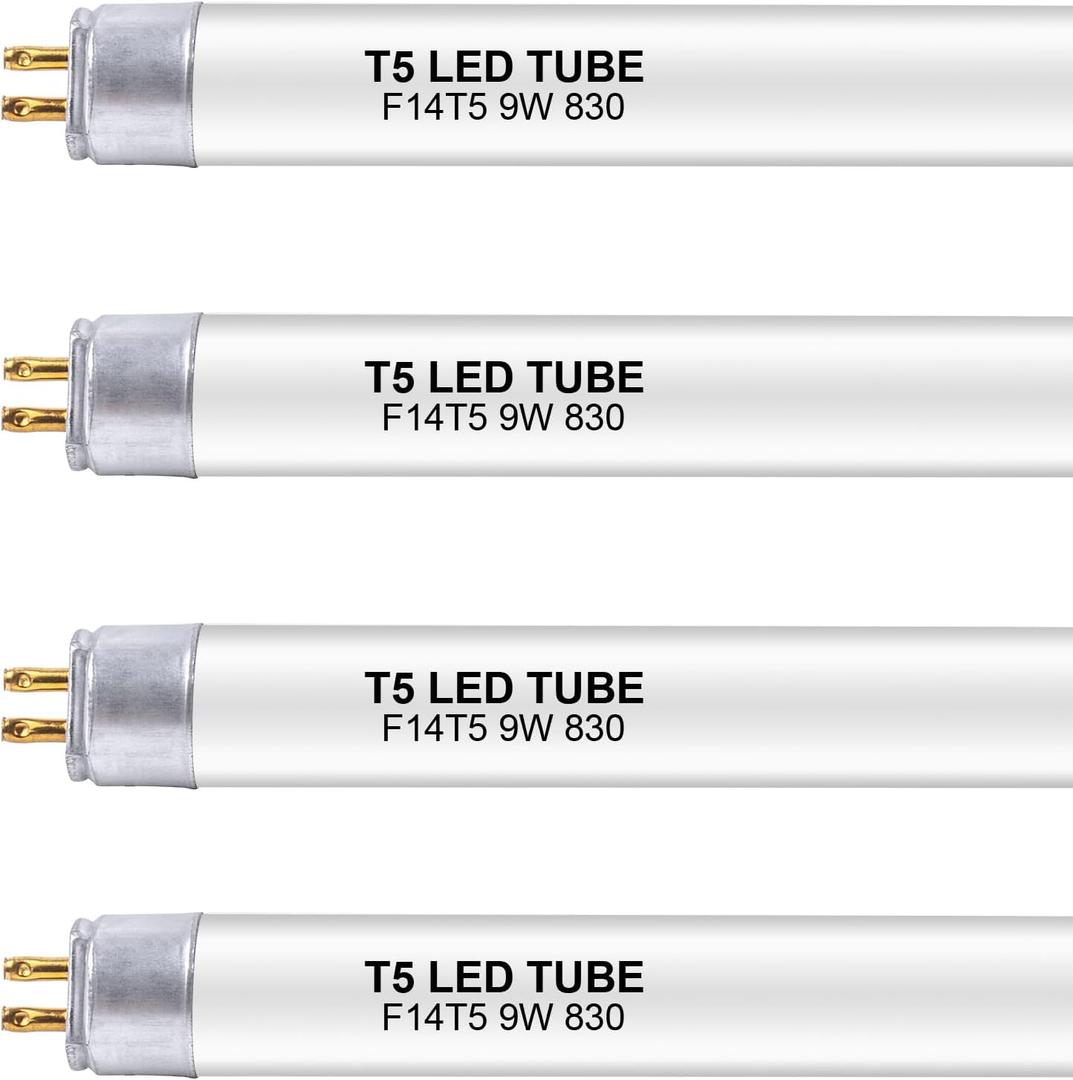 22 Inch F14T5/WW LED Replacement Bulbs, Warm White 3000K, T5 LED 9 Watt Replace Fluorescent Bulb with LED, Replacement Tube for Counter and Cabinet Fixture, 4 Pack