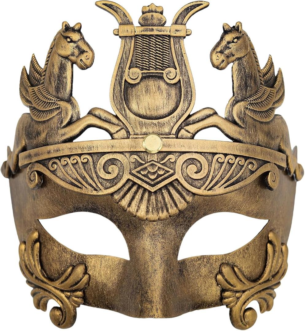 Ubauta Roman Gladiator Masquerade Mask: Half-Face for Adults - Perfect for Halloween Costumes Mardi Gras Carnival Parties (Antique Silver)