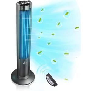 115 Oscillating Modern Tower Fan for Bedroom, 43'' Standing Fan with Remote, 7.5H Timer, 28dB Ultra Quiet Cooling Floor Fan for Home, Office or Bedroom, 3 Speeds, 3 Modes, X01A, Black