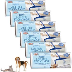 Lola Rola Sticky Mop Refills, Giant Adhesive Roller, 180 Sheets, Traps Dirt, Dust & Hair, Pet Hair Remover, Floor & Carpet Cleaner, 6 Pack