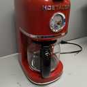 Nostalgia Classic Retro 10 Cup Coffee Maker - One-Touch Drip Brew, Reusable Filter - Anti-Drip, Auto Shutoff, & Time Display - Dishwasher Safe 50 oz Carafe - Red