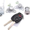 MOTOKU Ignition Switch Cylinder Door Lock Cylinder Kit w/Remote Key Shell for Honda Fit 2004-2011