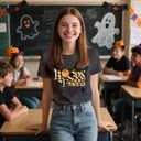 Halloween Shirts for Women Hocus Focus T-Shirt Halloween Pumpkin Tee Tops (XXL)