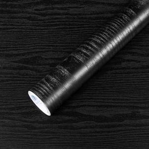 COSNIGHT Black Peel and Stick Wallpaper, Wood Grain Contact Paper Self Adhesive 15.7'' x 196'' Vinyl Wrap, Removable Wall Paper for Kitchen Countertop, Cabinet, Drawer, Shelf Liner