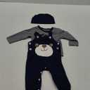 Infant Baby Boys Clothes Newborn Outfits Toddler 3pcs Sets Long Sleeves + Overalls+ Hat 0-18 Month (Blue Bear)
