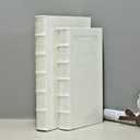 Decorative Books with White Faux Leather Book Boxes for Decoration Display Coffee Table and Shelf Dcor, Fashion Decorative Storage Boxes, Fake Decor Books (Set of 2: C104L+C104S)